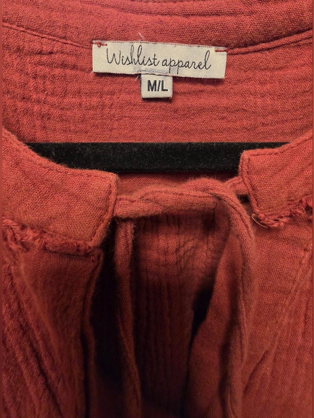 Wishlist Women's Rust Peasant Tie-Front Top - Picture 3 of 5